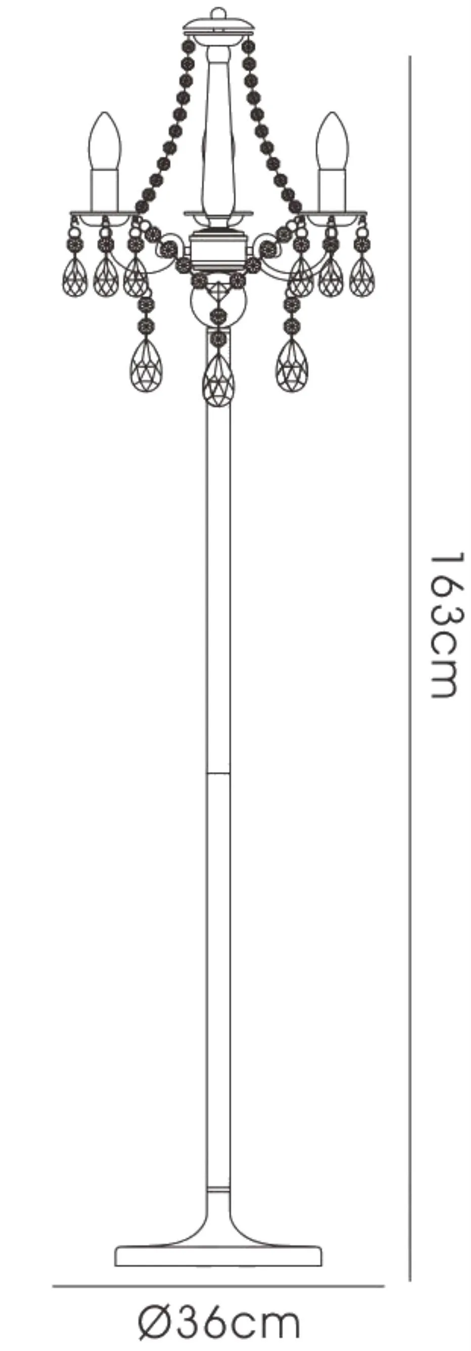 IL30063/WH  Olivia Crystal 163cm Floor Lamp 3 Light